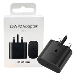 Original Samsung 25W Super Fast Charger – 3-Pin | Dubai Stock | USB-C Adapter | For S Series, A Series, Note, Fold