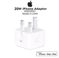 Original Apple 20W 3-Pin USB-C Power Adapter – Dubai Stock | 1-Year Warranty | Fast Charging for iPhone & iPad